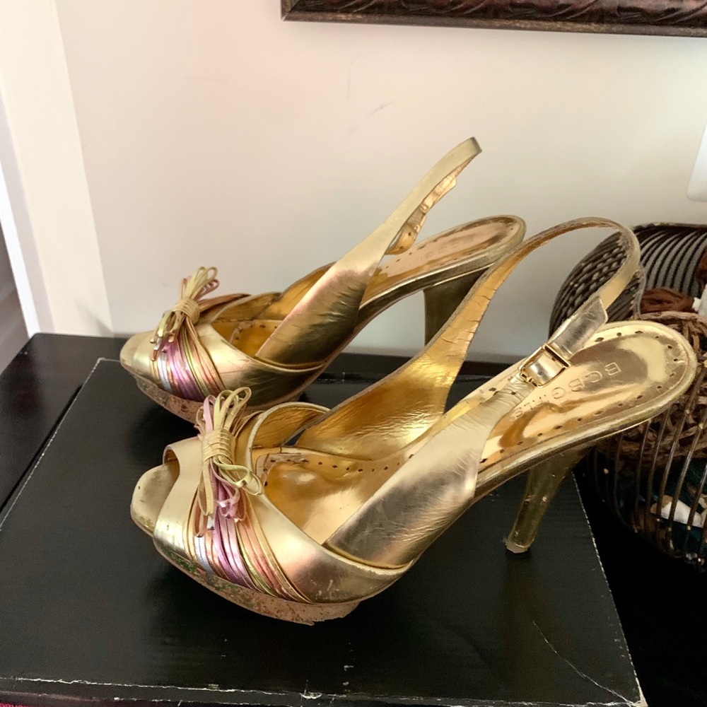 Sling back gold BCBGirls heels